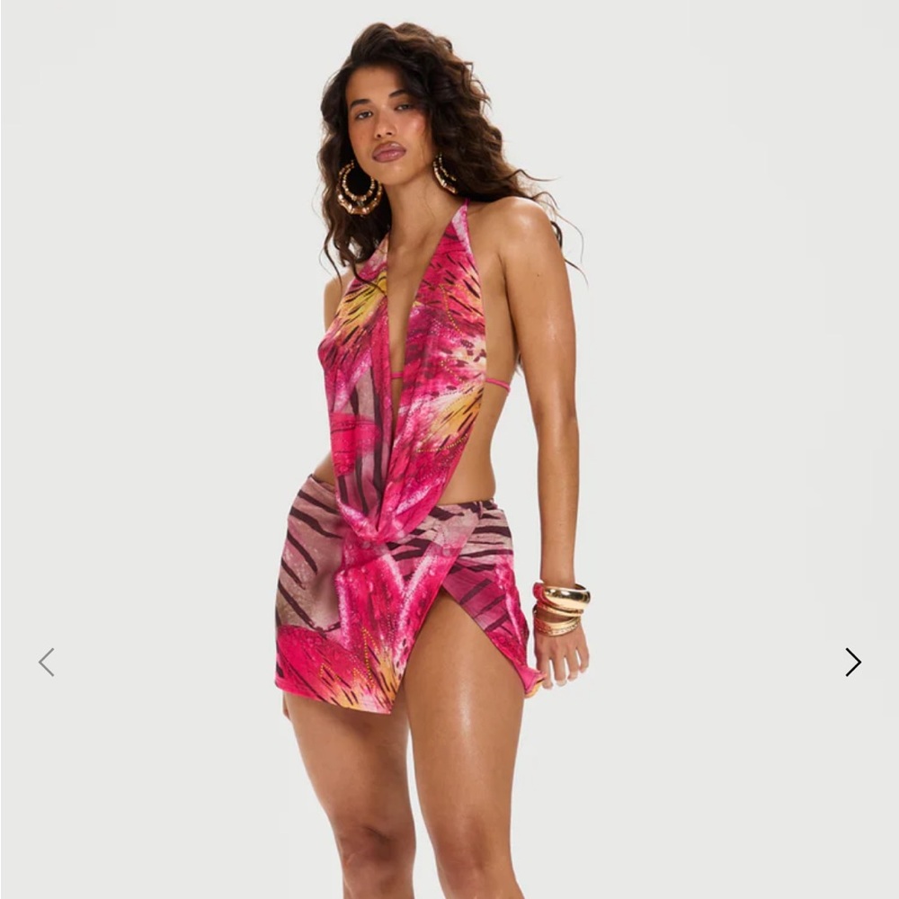 Vibrant Pink and Yellow Halter Set